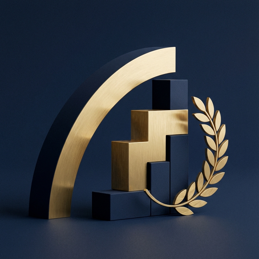 Abstract success structure with gold progress elements