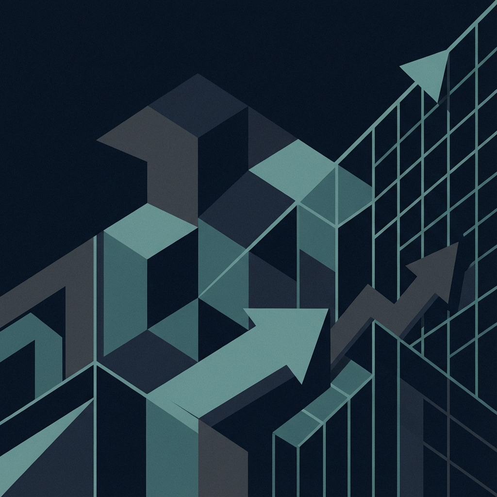 Abstract upward project growth visualization